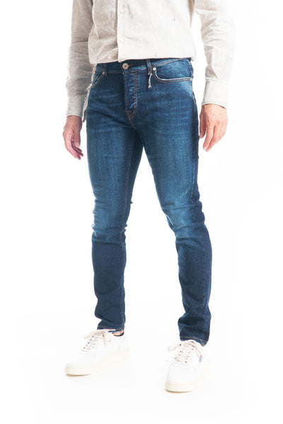 jeans uomo skinny scuro made in italy, fronte