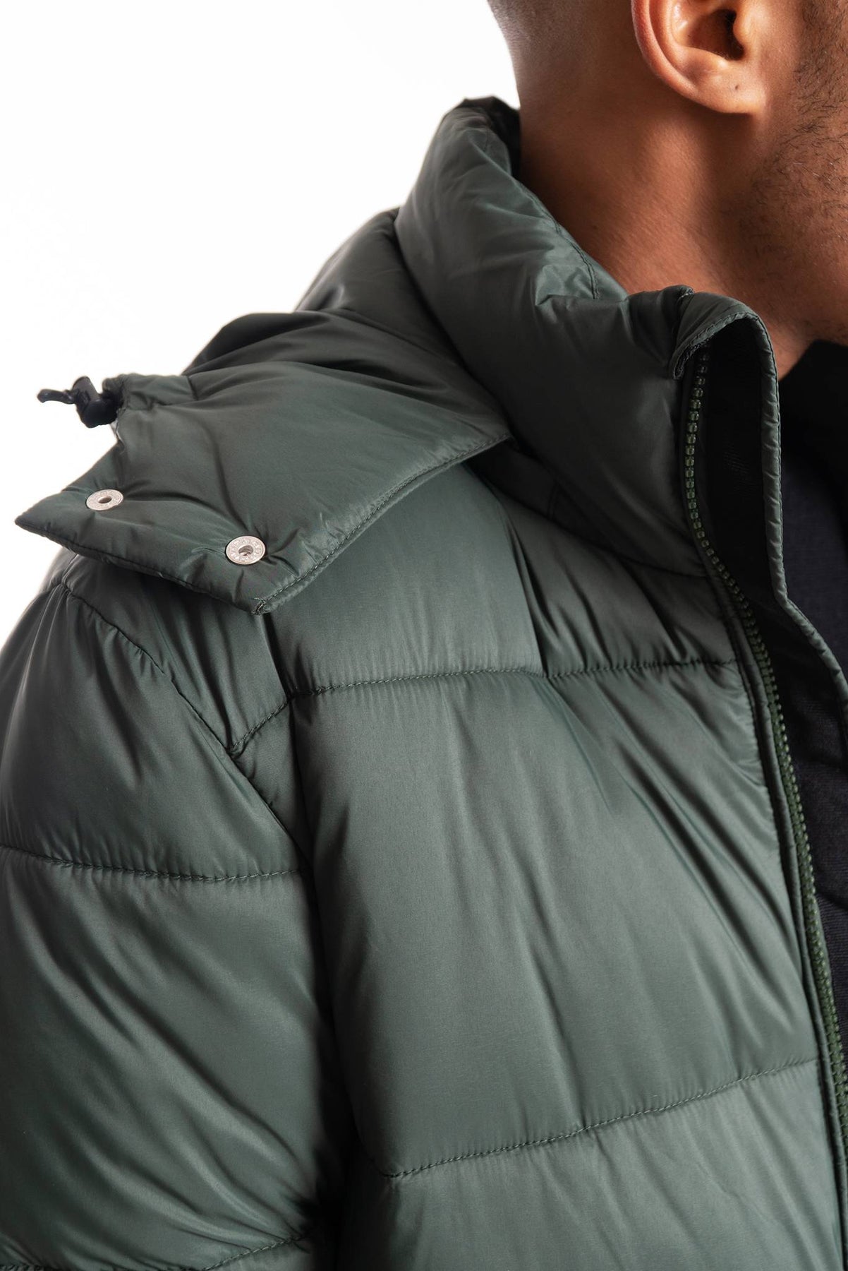 SUN68 Giubbotto Verde Scuro Imbottito con Cappuccio