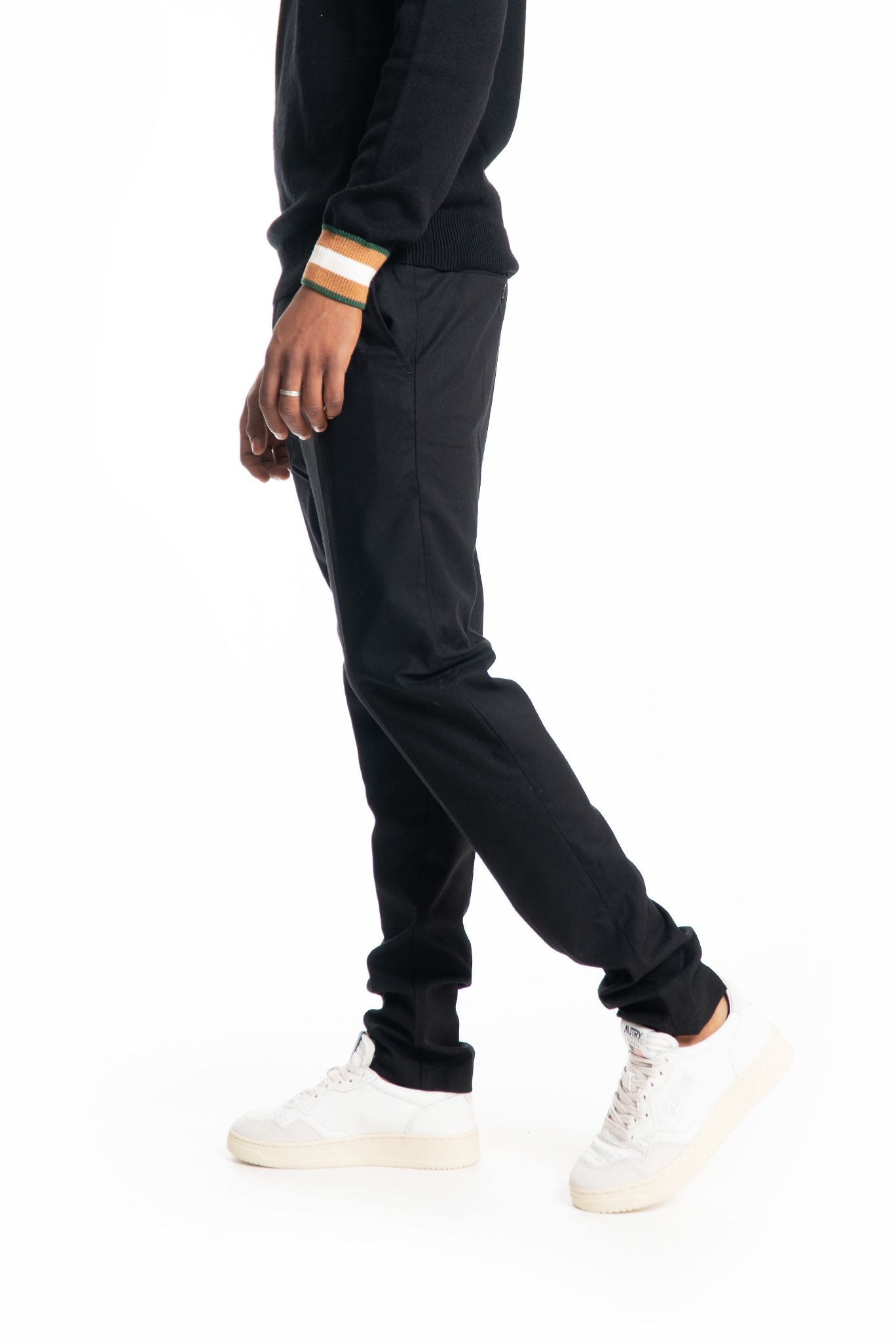 white sand pantalone nero invernale uomo, lato