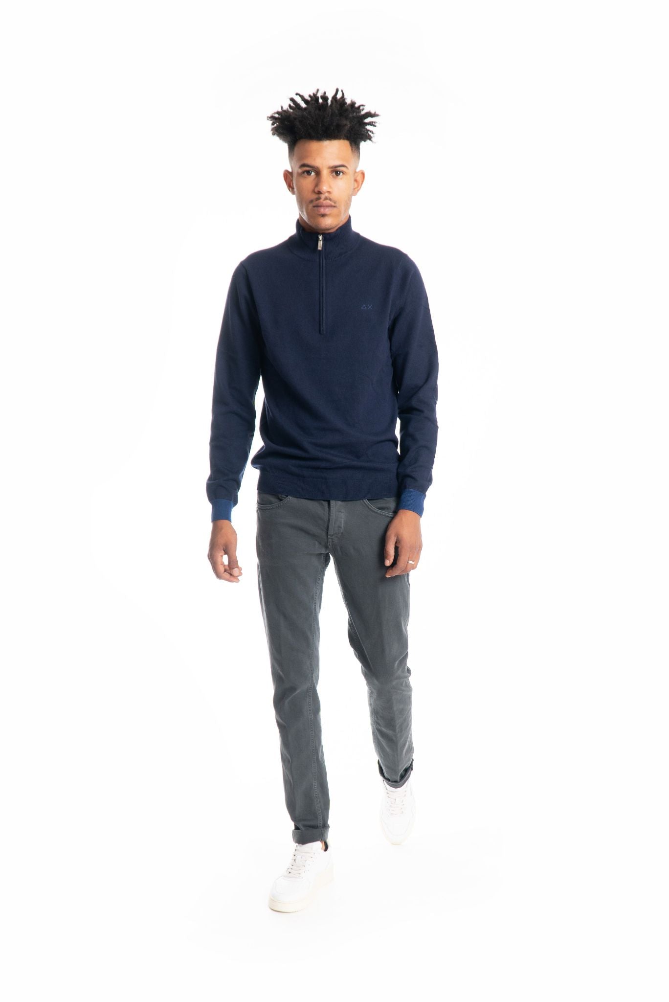 dondup pantalone invernale uomo in bull di cotone grigio, intero