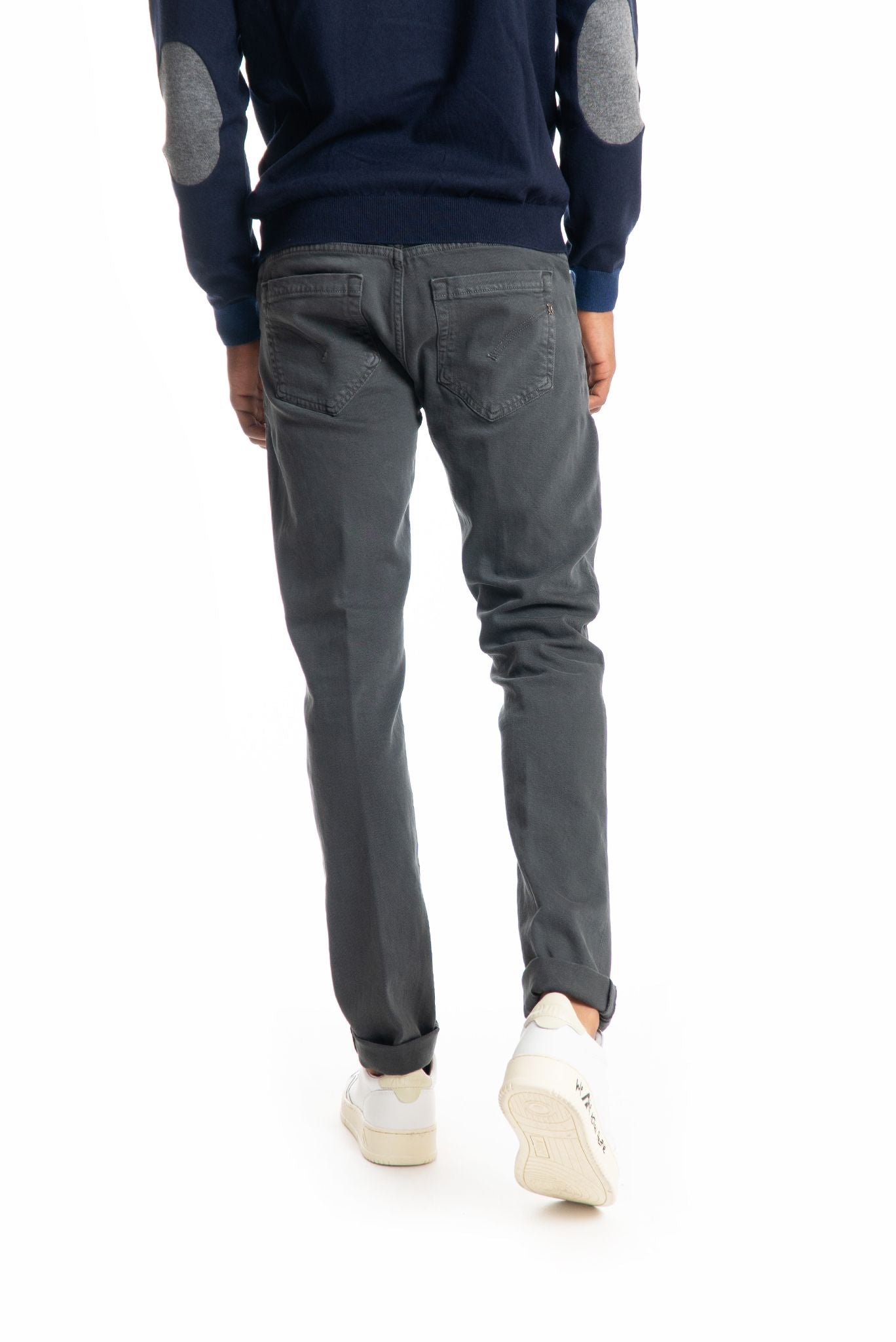 dondup pantalone invernale uomo in bull di cotone grigio, retro