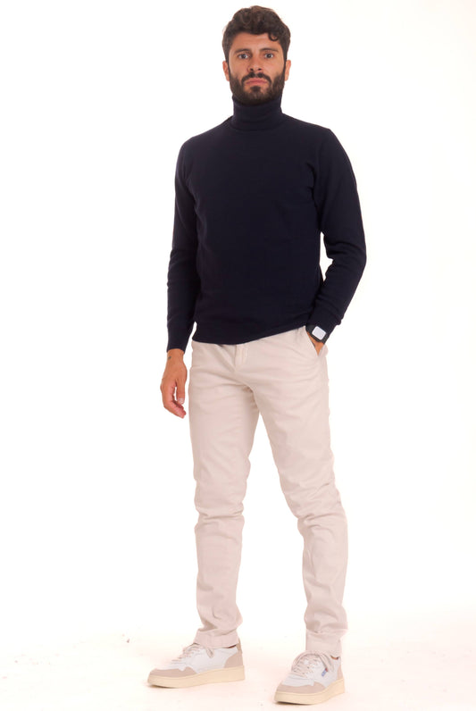 Kangra cashmere dolcevita blu uomo in lana, intero