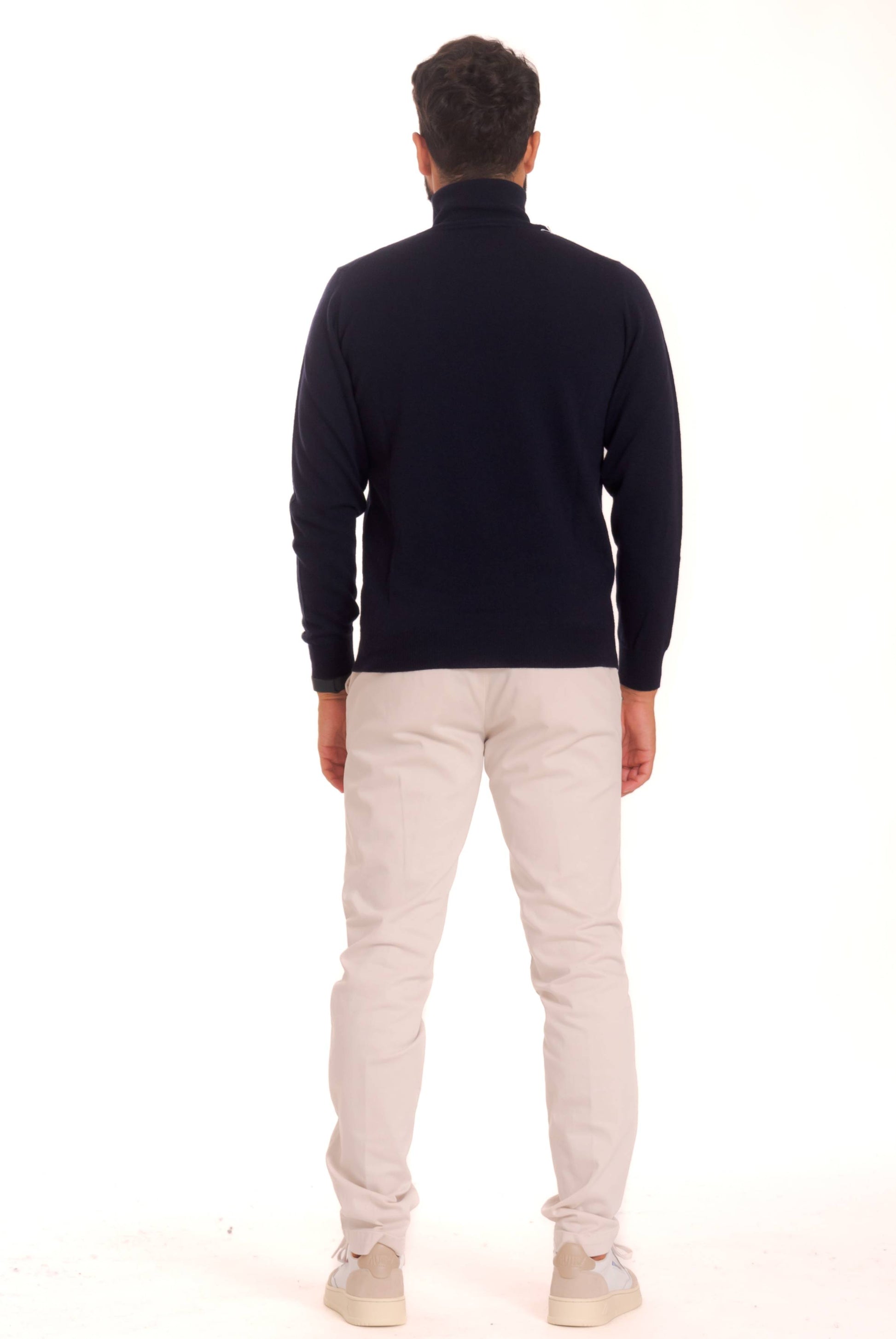 Kangra cashmere dolcevita blu uomo in lana, retro