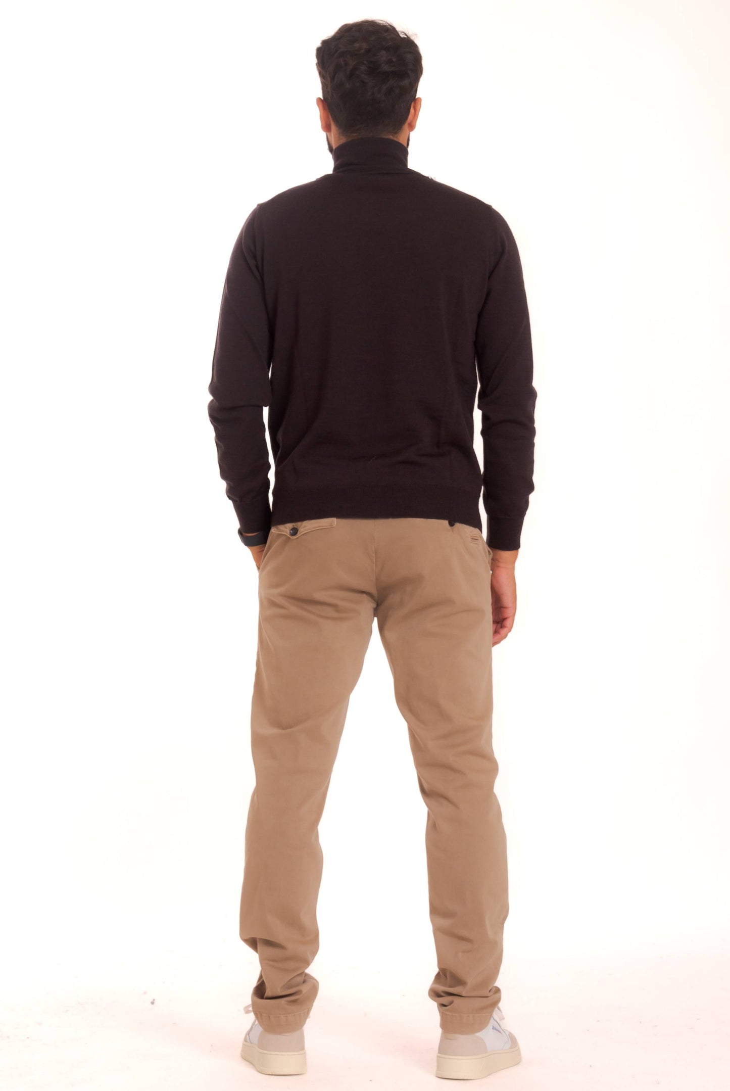 kangra cashmere maglia a collo alto marrone in lana, retro