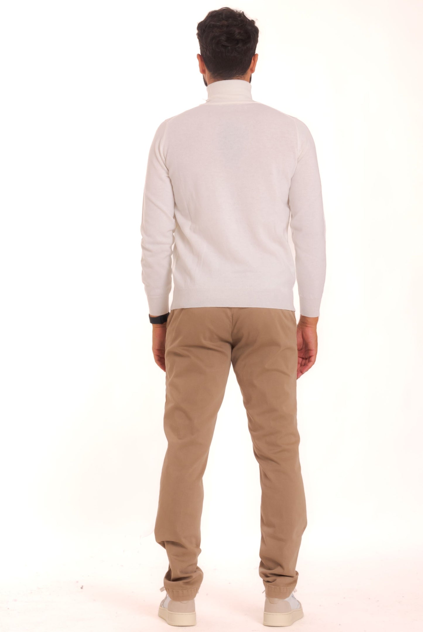 kangra cashmere dolcevita da uomo  panna in lana, retro