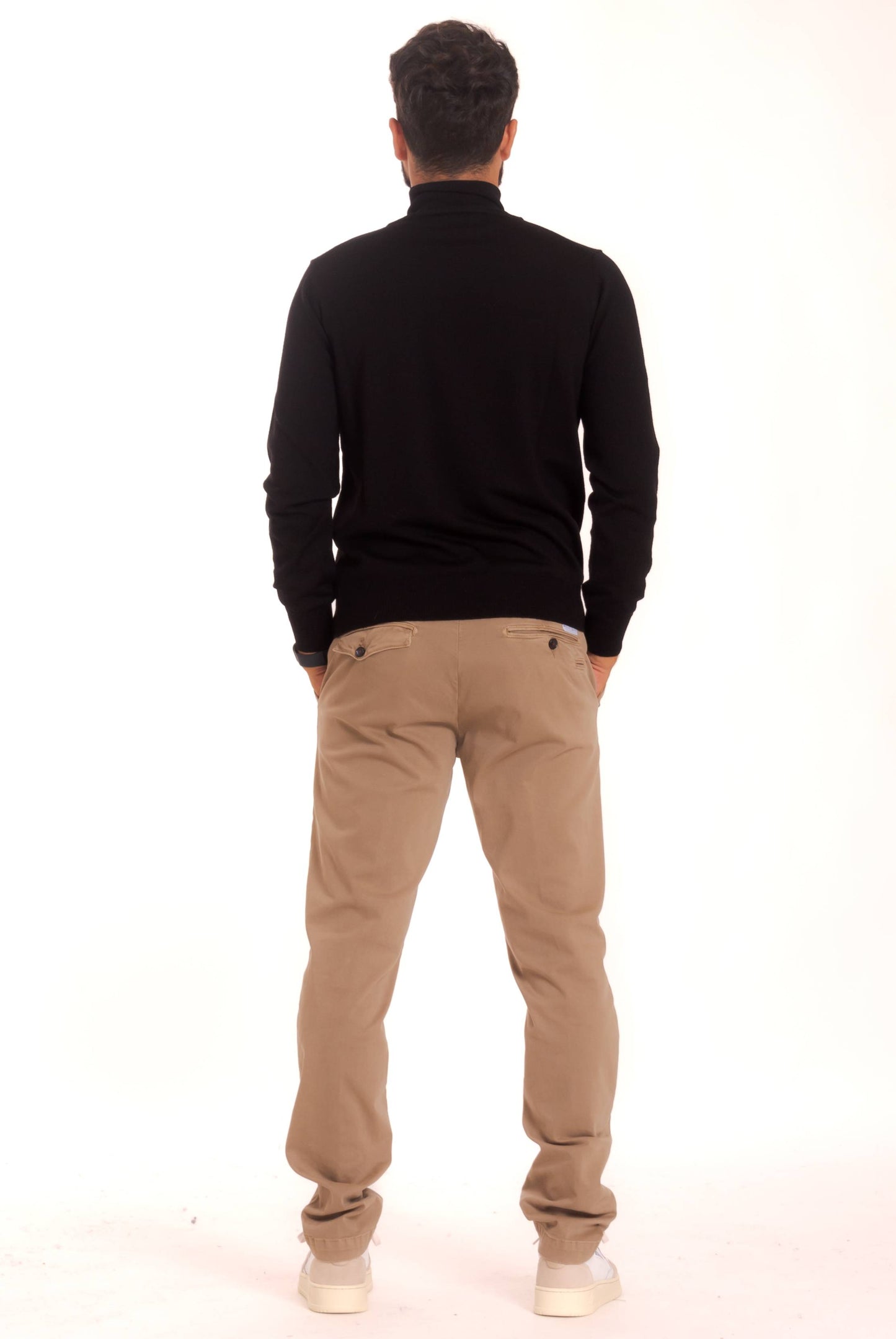 Kangra cashmere dolcevita da uomo nero in lana, retro