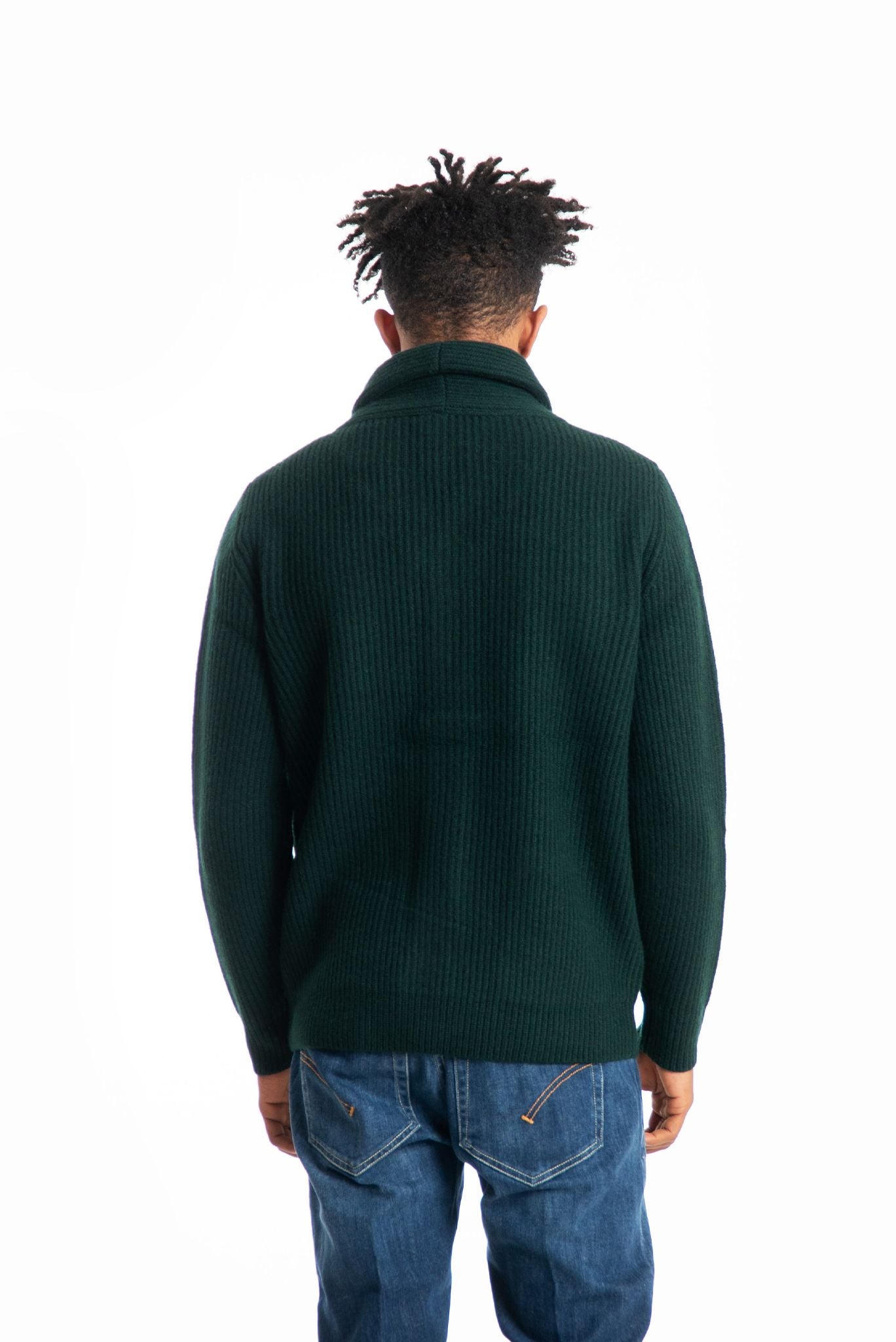 mc2 saint barth uomo cardigan verde scuro in lana modello college, retro