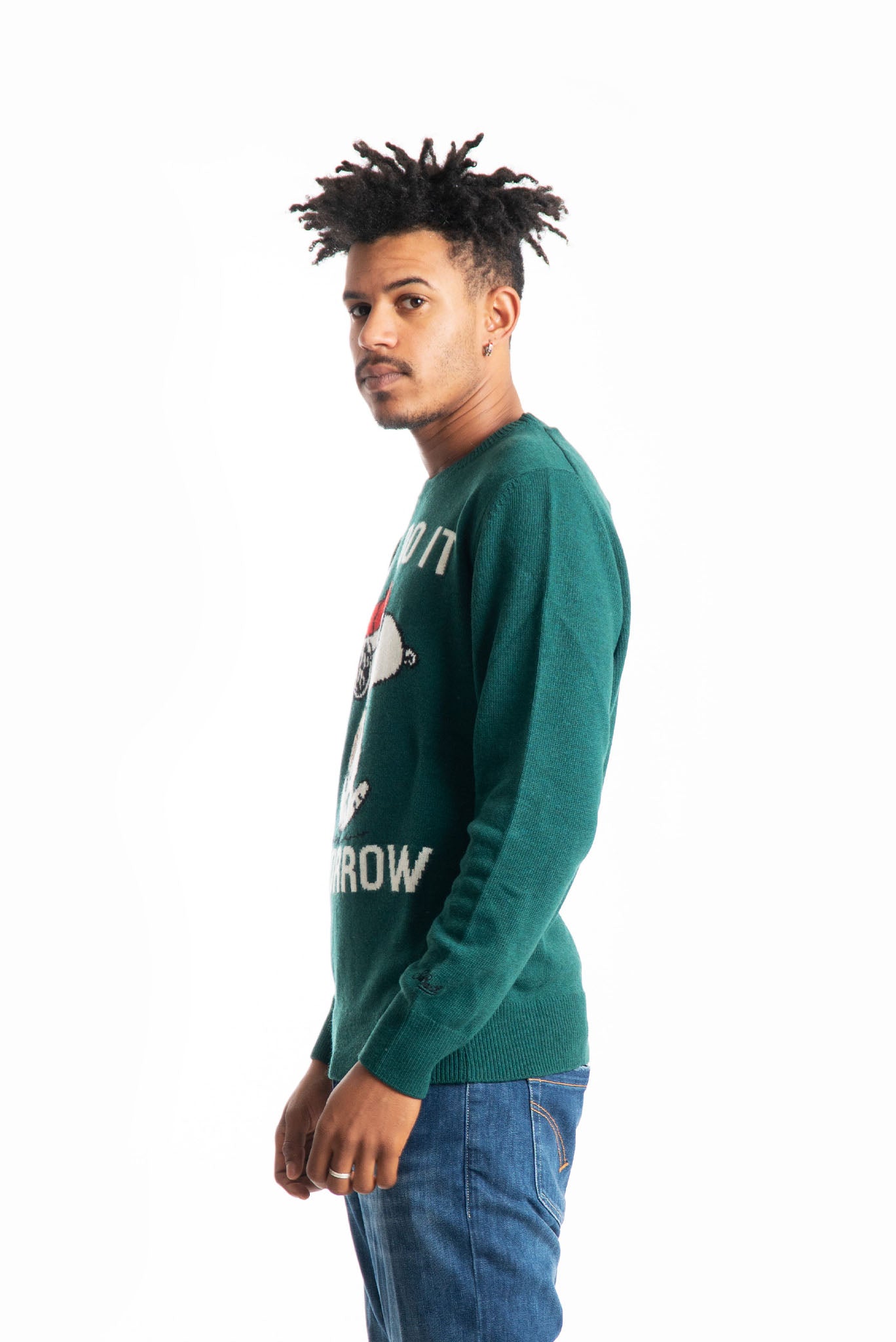 mc2 saint barth maglione uomo verde con stampa snoopy, lato