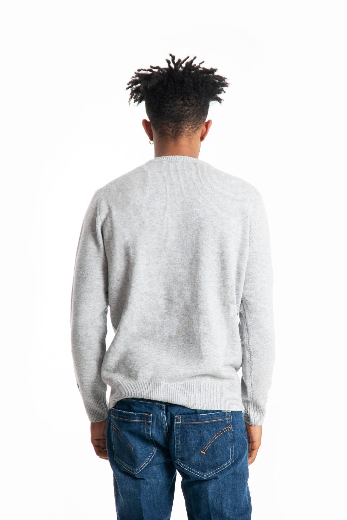 Mc2 saint barth uomo maglione grigio in misto lana con scritta "easy lover", retro