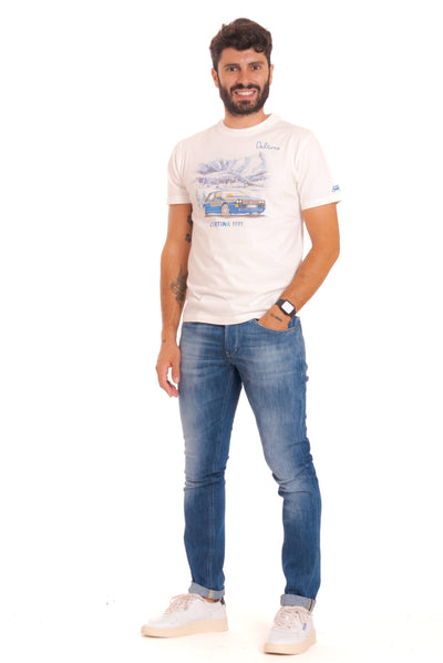 mc2 saint barth uomo t-shirt in cotone bianco Lancia winter deltone, fronte