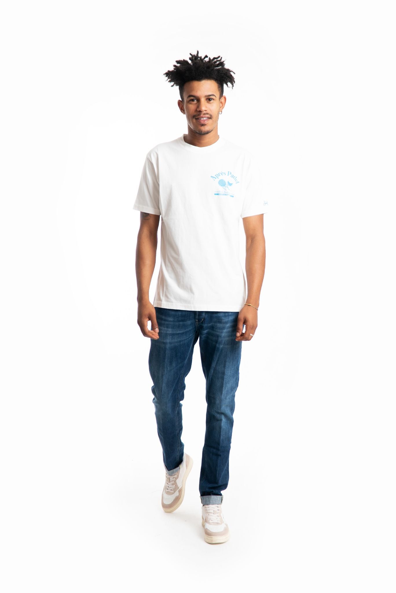 mc2 saint barth t-shirt bianca in cotone con stampa Apres Padel Crew, intero