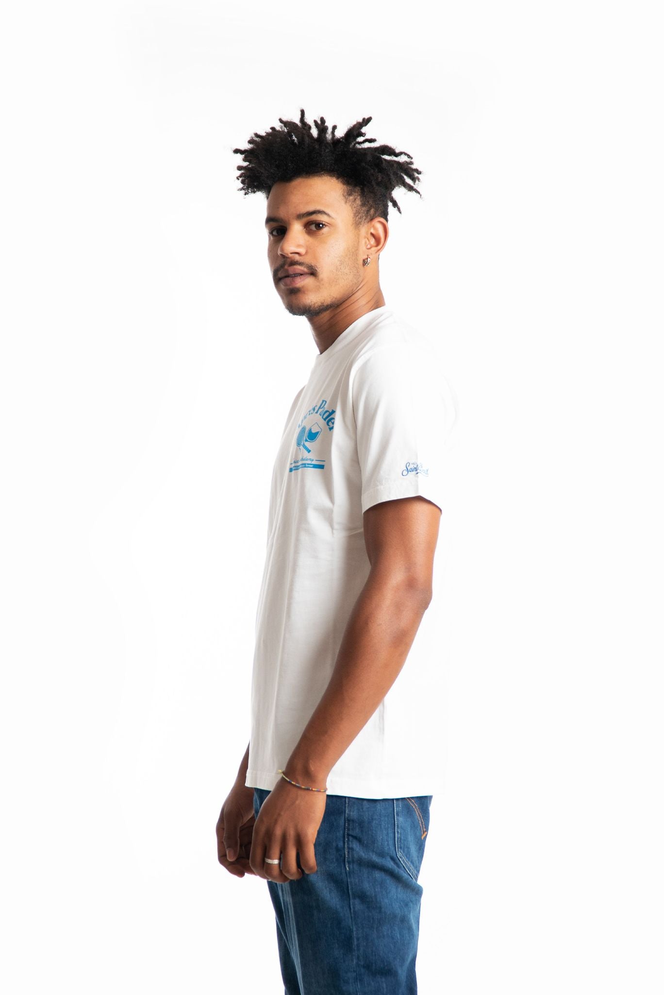 mc2 saint barth t-shirt bianca in cotone con stampa Apres Padel Crew, lato