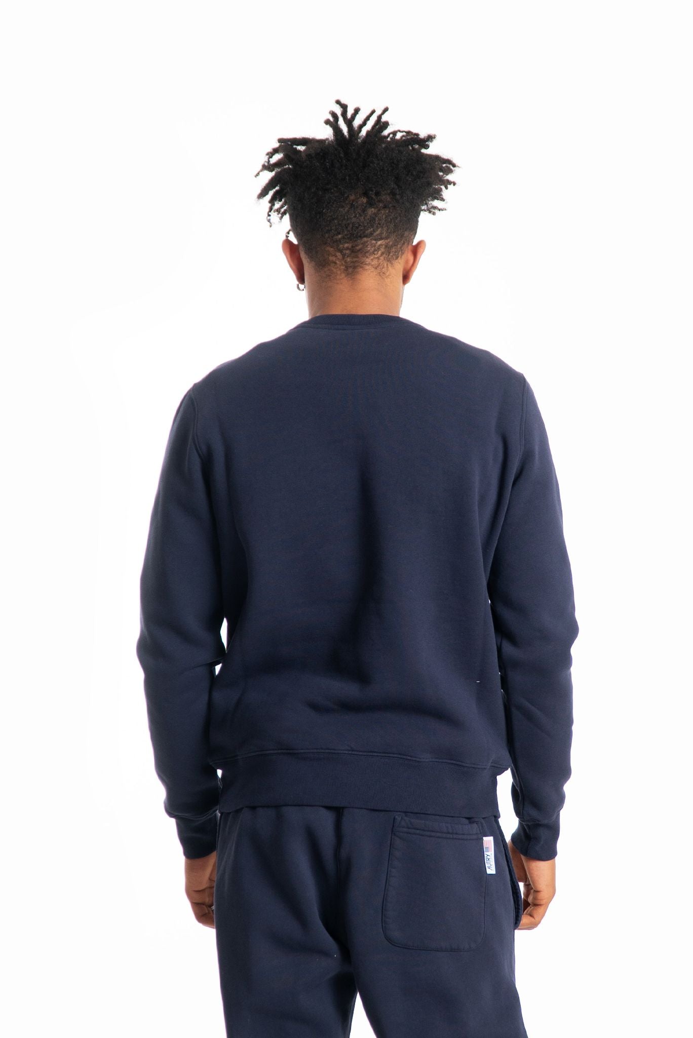 autry uomo felpa a girocollo in cotone blu con logo, retro