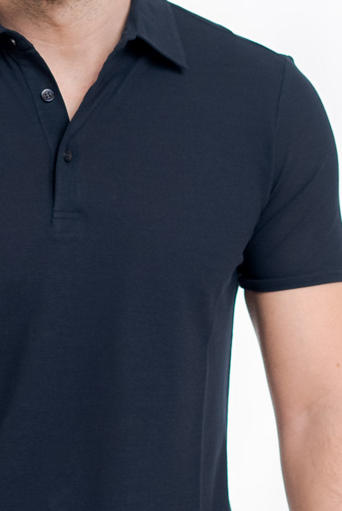 Kangra - Polo Blu in Crepe di Cotone