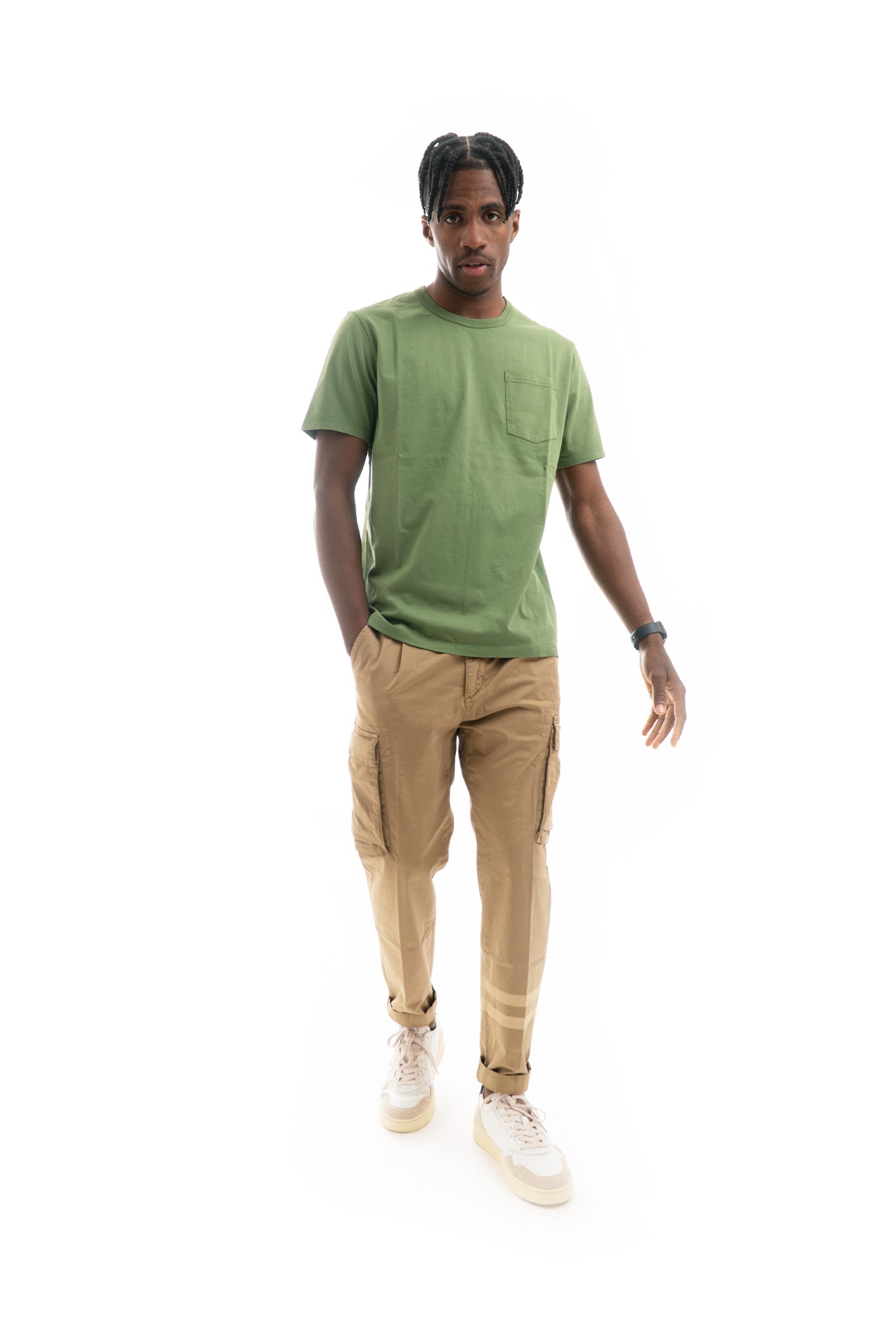 T-shirt in Cotone Basic Verde Militare