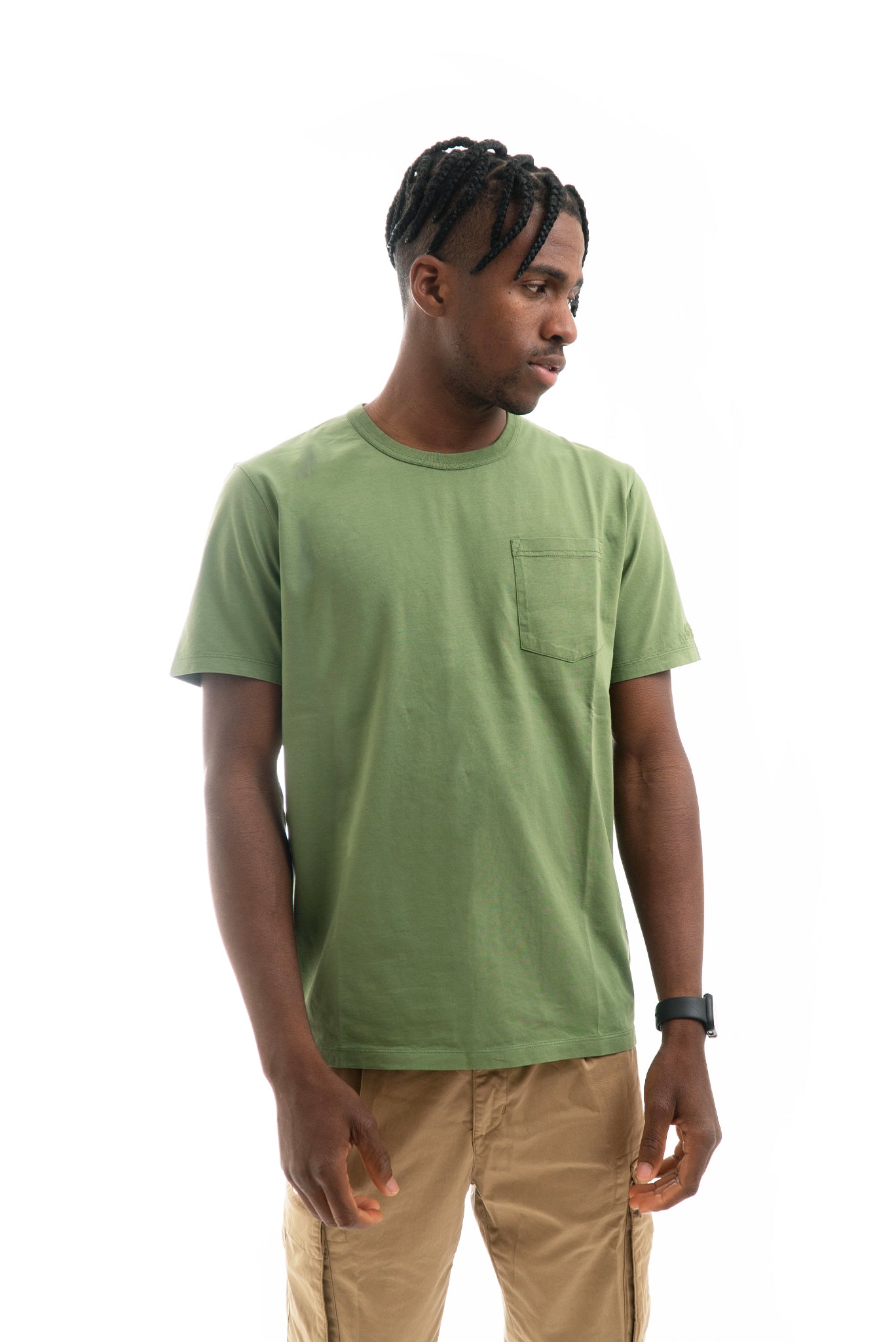 T-shirt in Cotone Basic Verde Militare