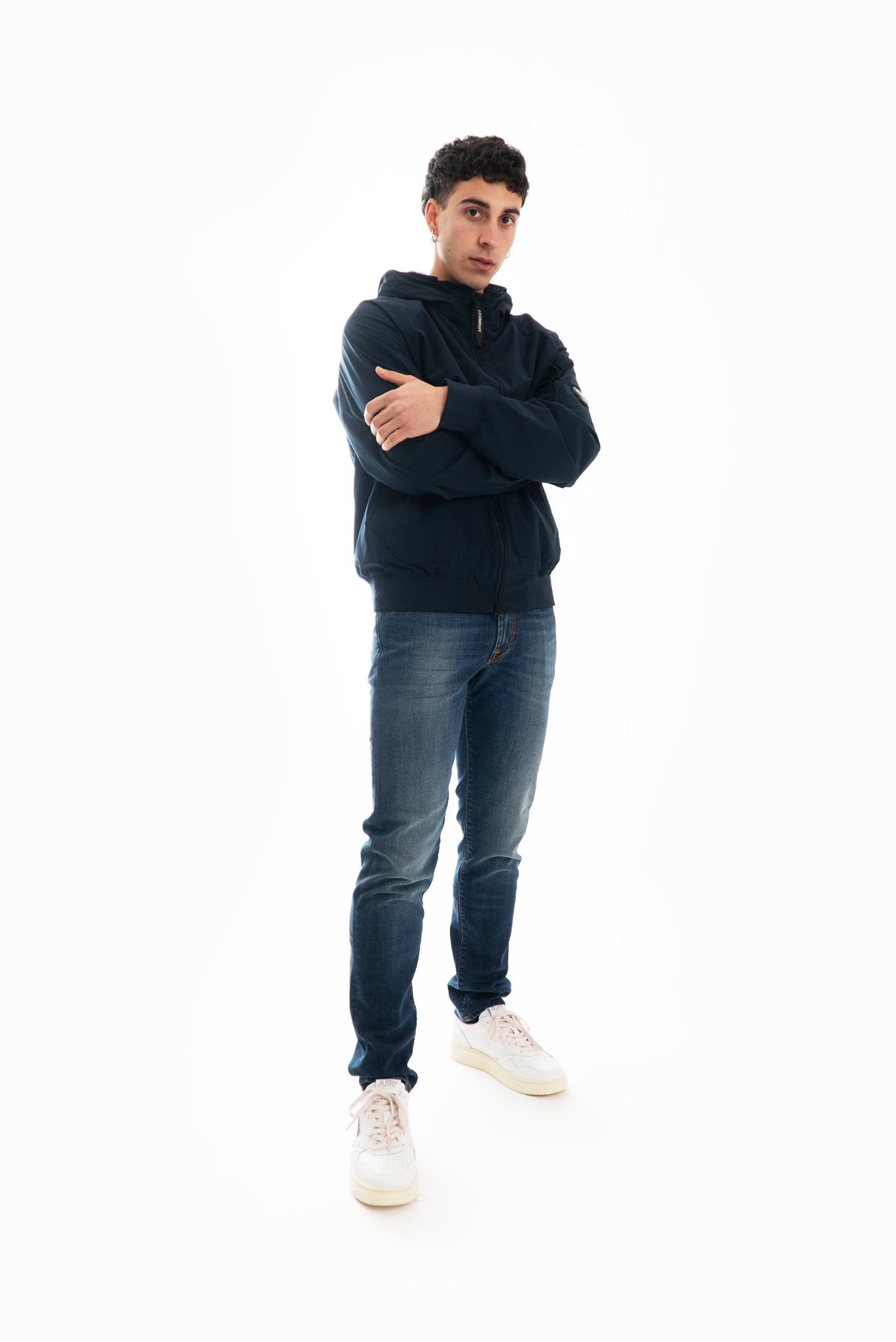 Giubbino con Cappuccio Mesh Blu