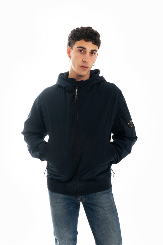 Giubbino con Cappuccio Mesh Blu