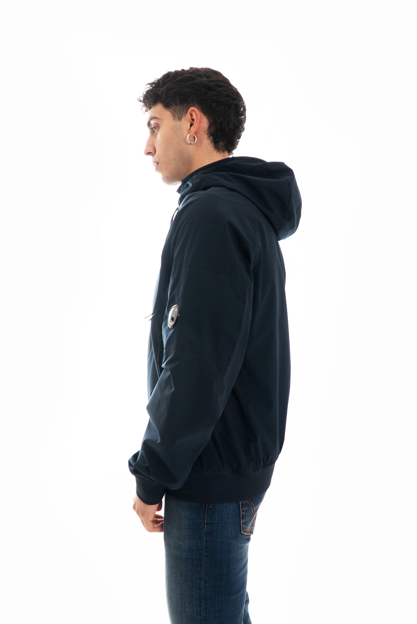Giubbino con Cappuccio Mesh Blu