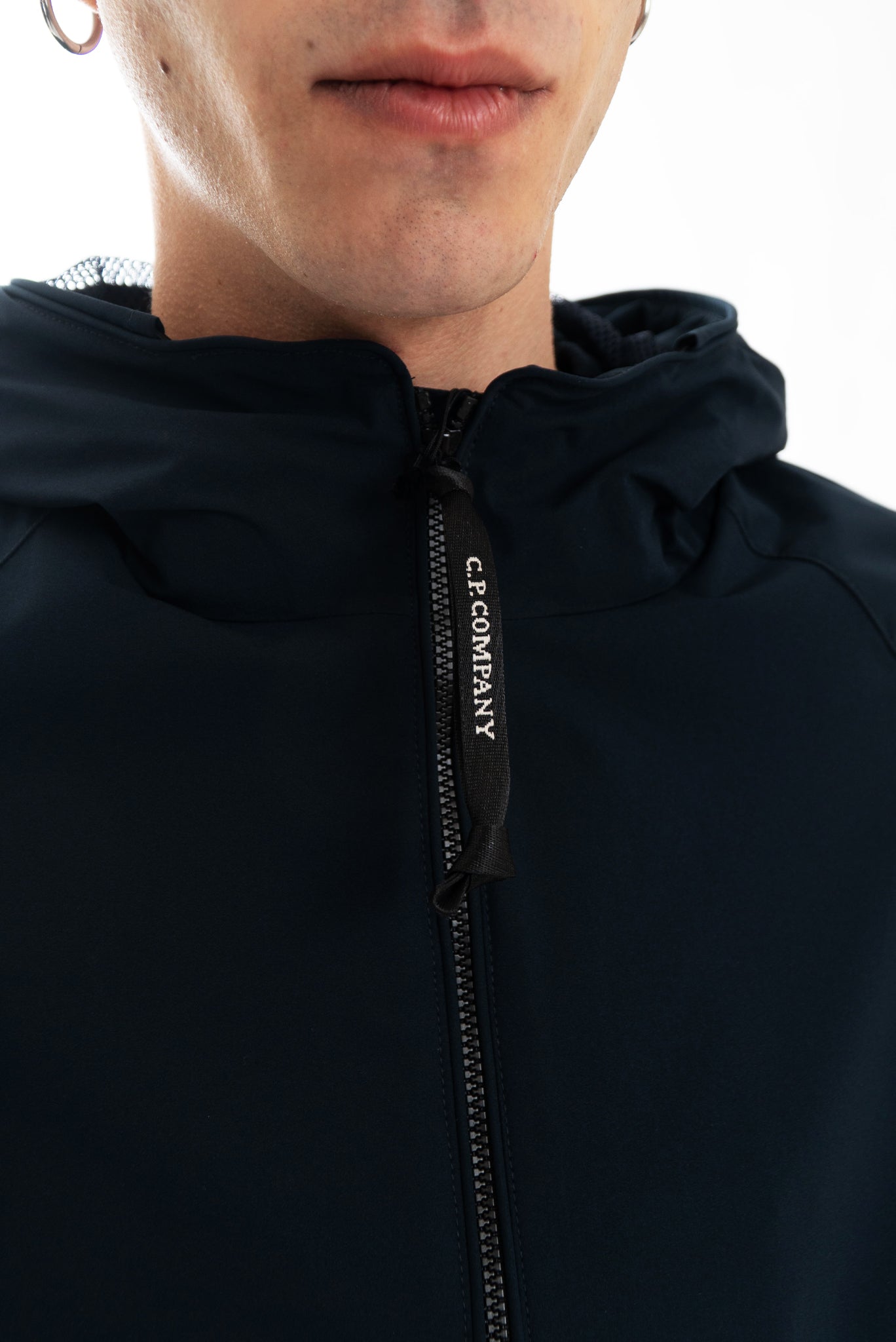 Giubbino con Cappuccio Mesh Blu