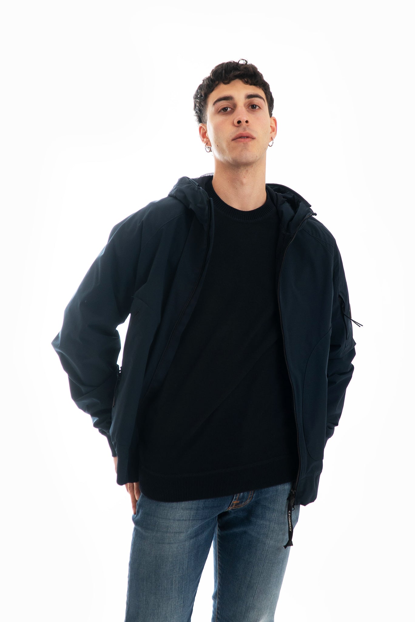 Giubbino con Cappuccio Mesh Blu