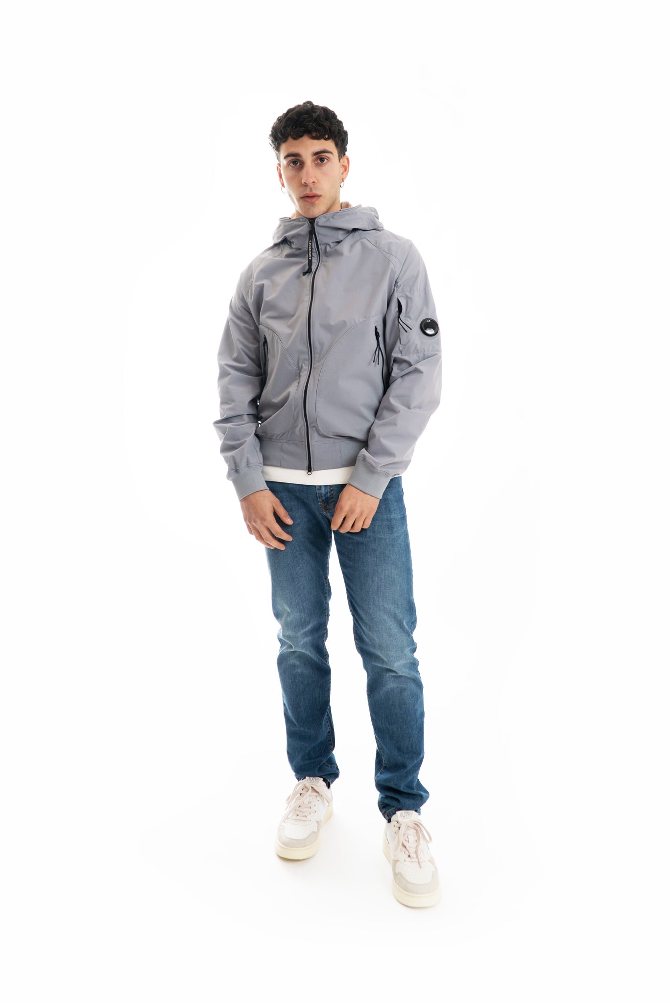 Giubbino con Cappuccio Mesh Grigio