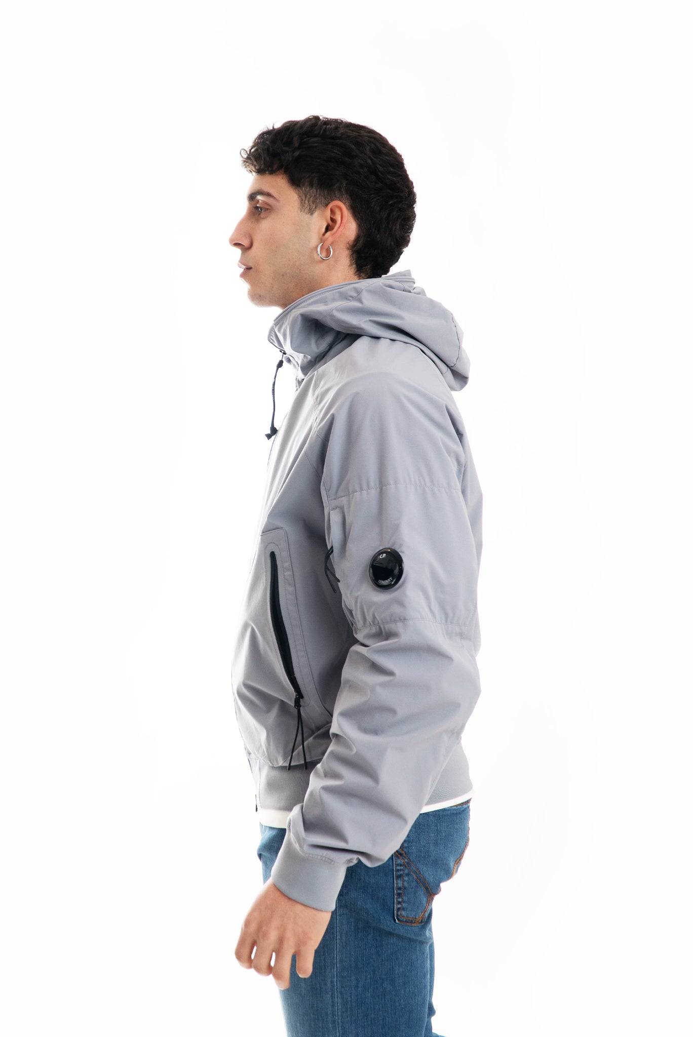 Giubbino con Cappuccio Mesh Grigio