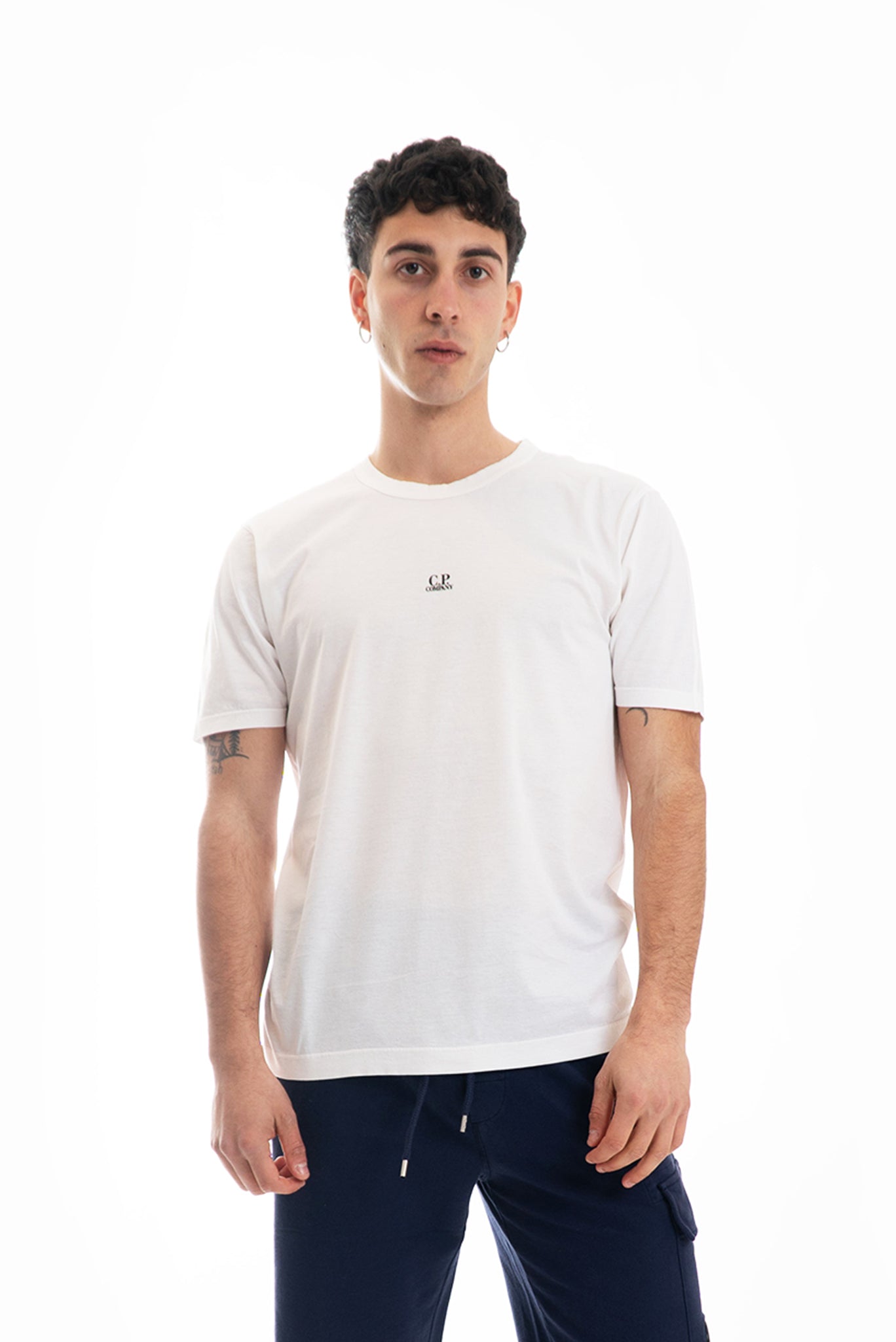 T-shirt Bianca con Logo Centrale