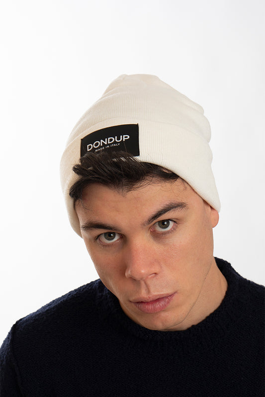 Cappellino Panna in Lana con Label