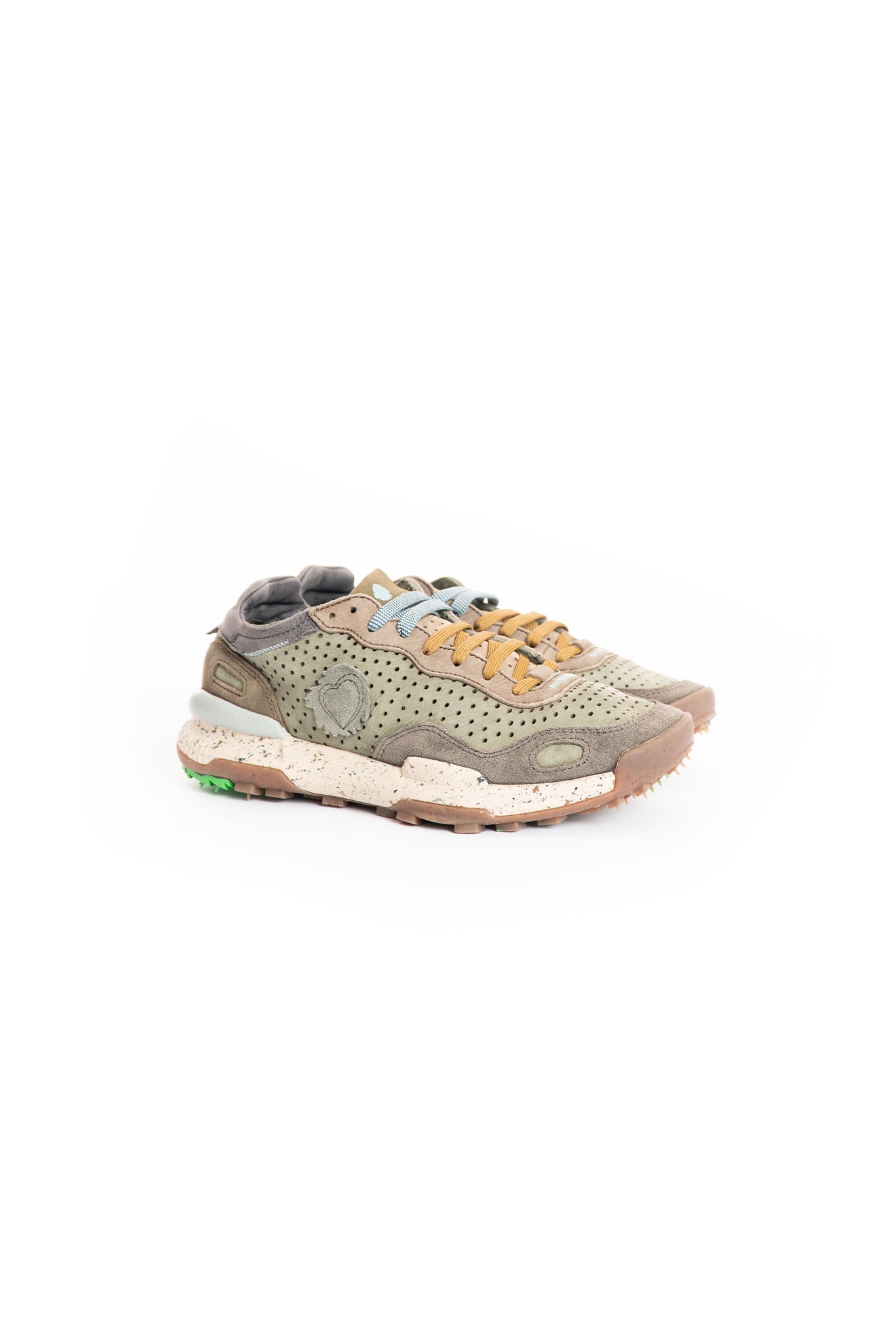 Sneakers Pelle Verde Marrone Chacrona Laser