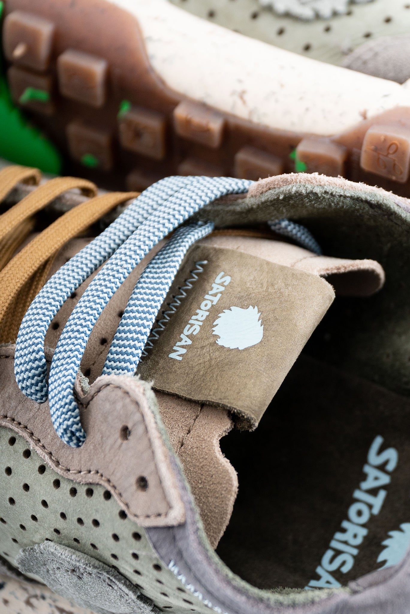 Sneakers Pelle Verde Marrone Chacrona Laser