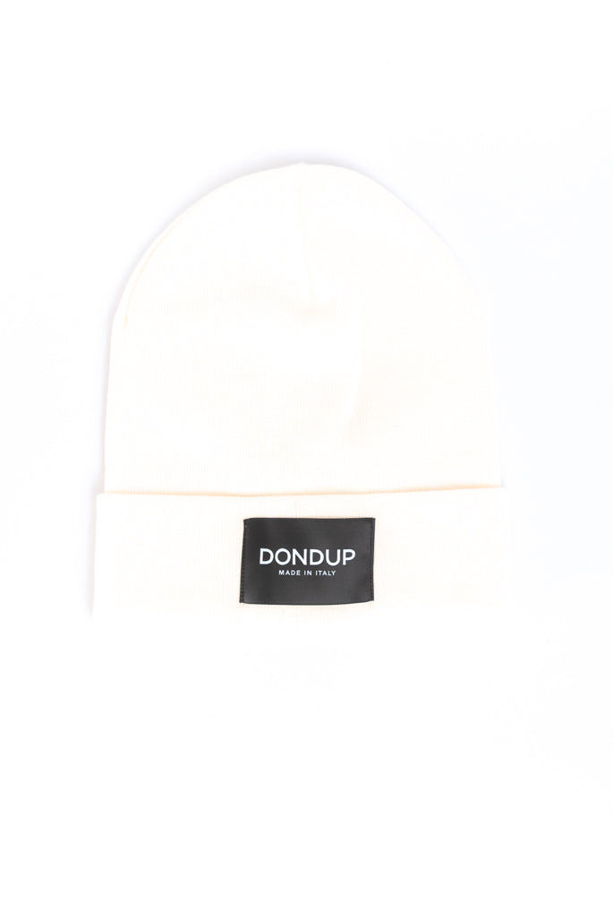 DONDUP - Cappellino Panna in Lana con Label