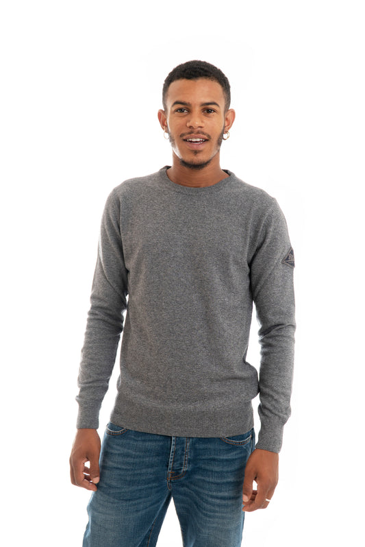 Maglione Grigio in Lana con Toppa