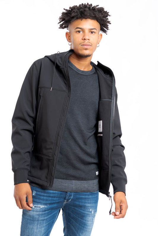 C.P. COMPANY - Giubbino Nero con Cappuccio SoftShell