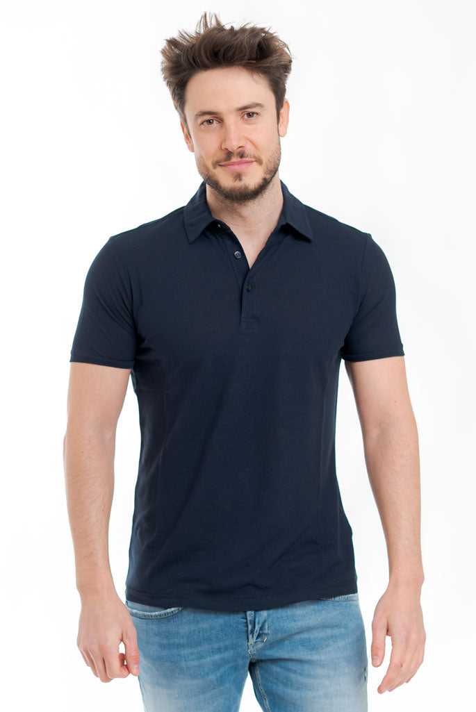 Kangra - Polo Blu in Crepe di Cotone