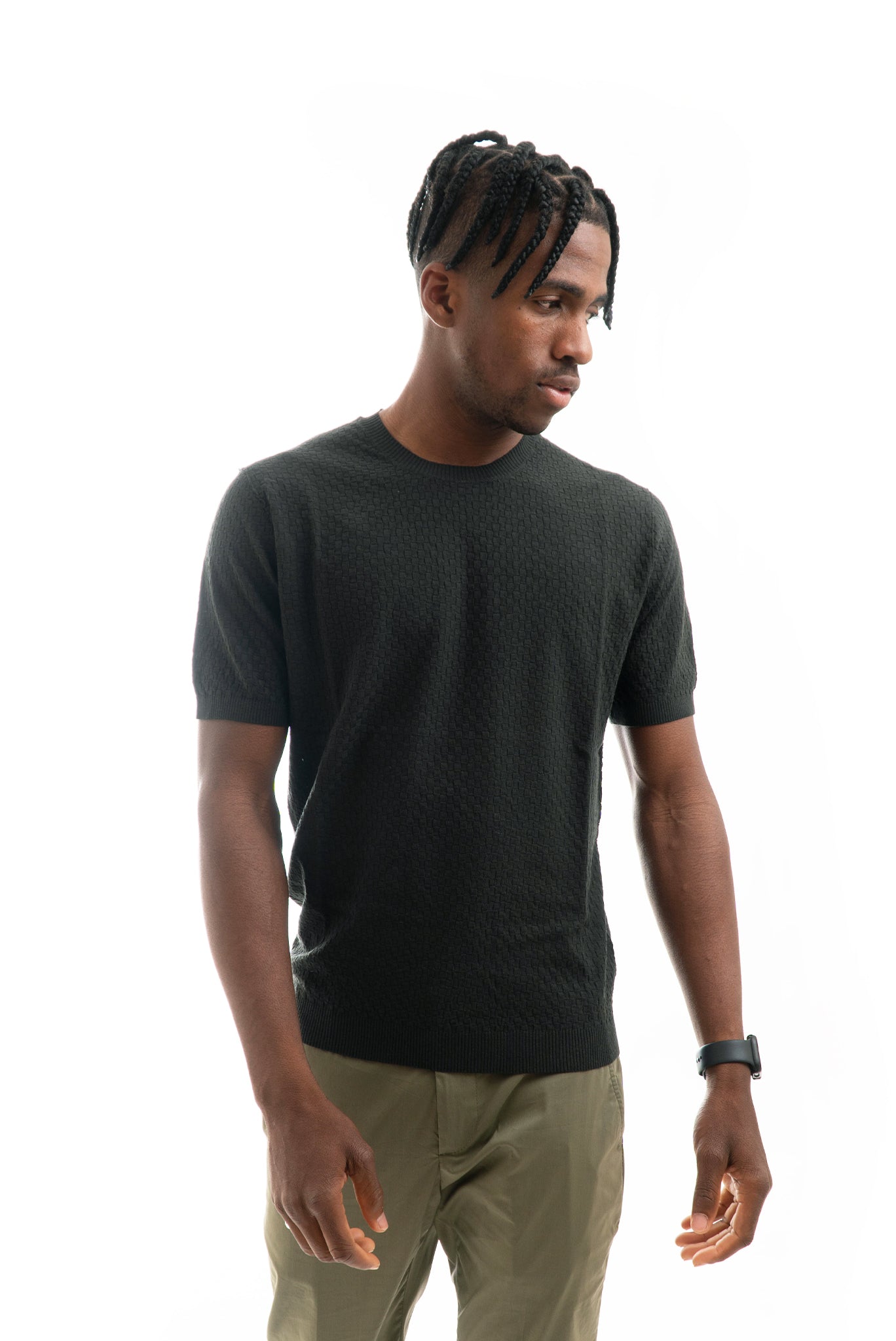 T-shirt in Maglia Lavorata Verde