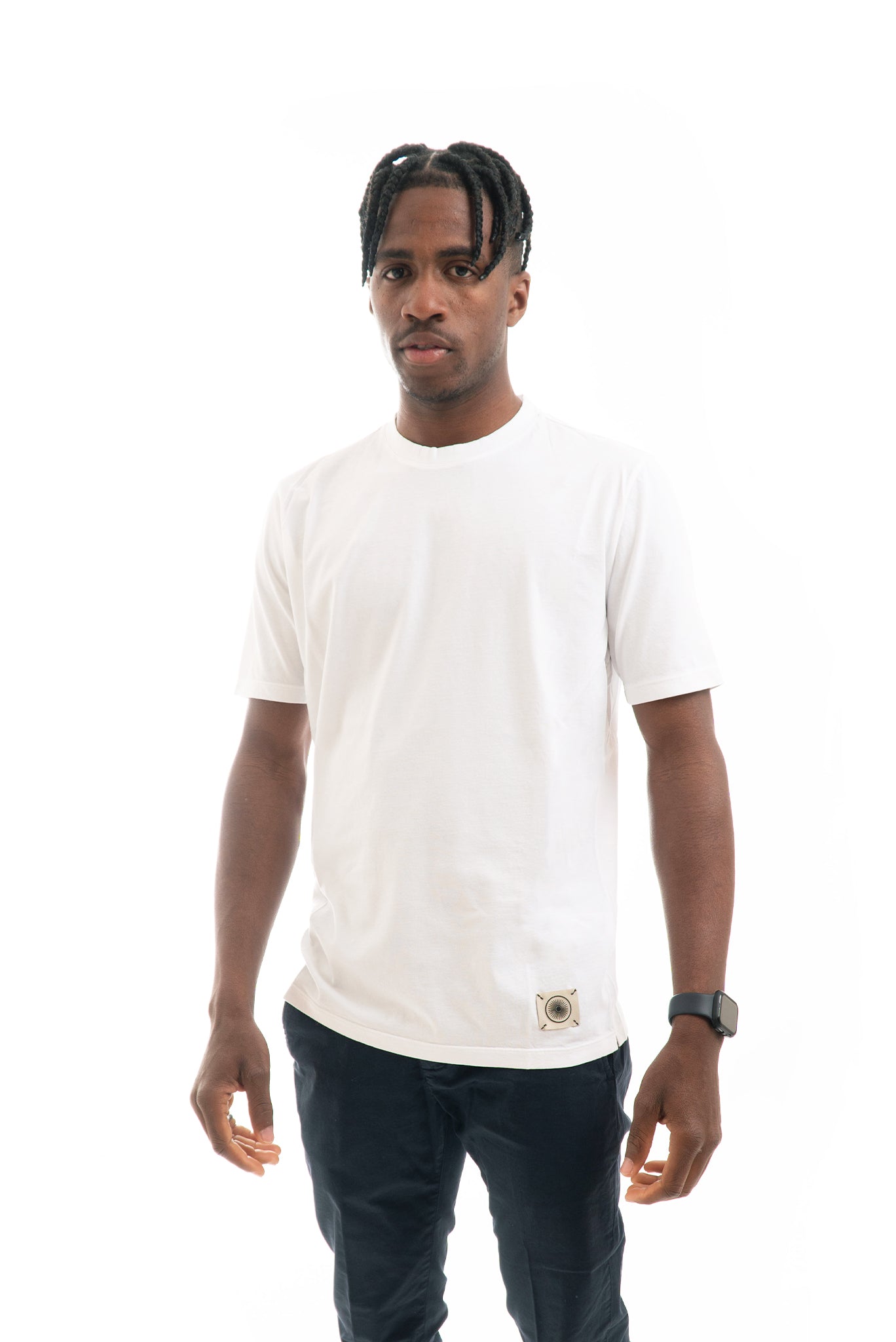 T-shirt Basic con Etichetta Logo Bianco