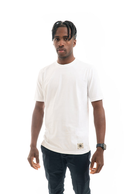 T-shirt Basic con Etichetta Logo Bianco