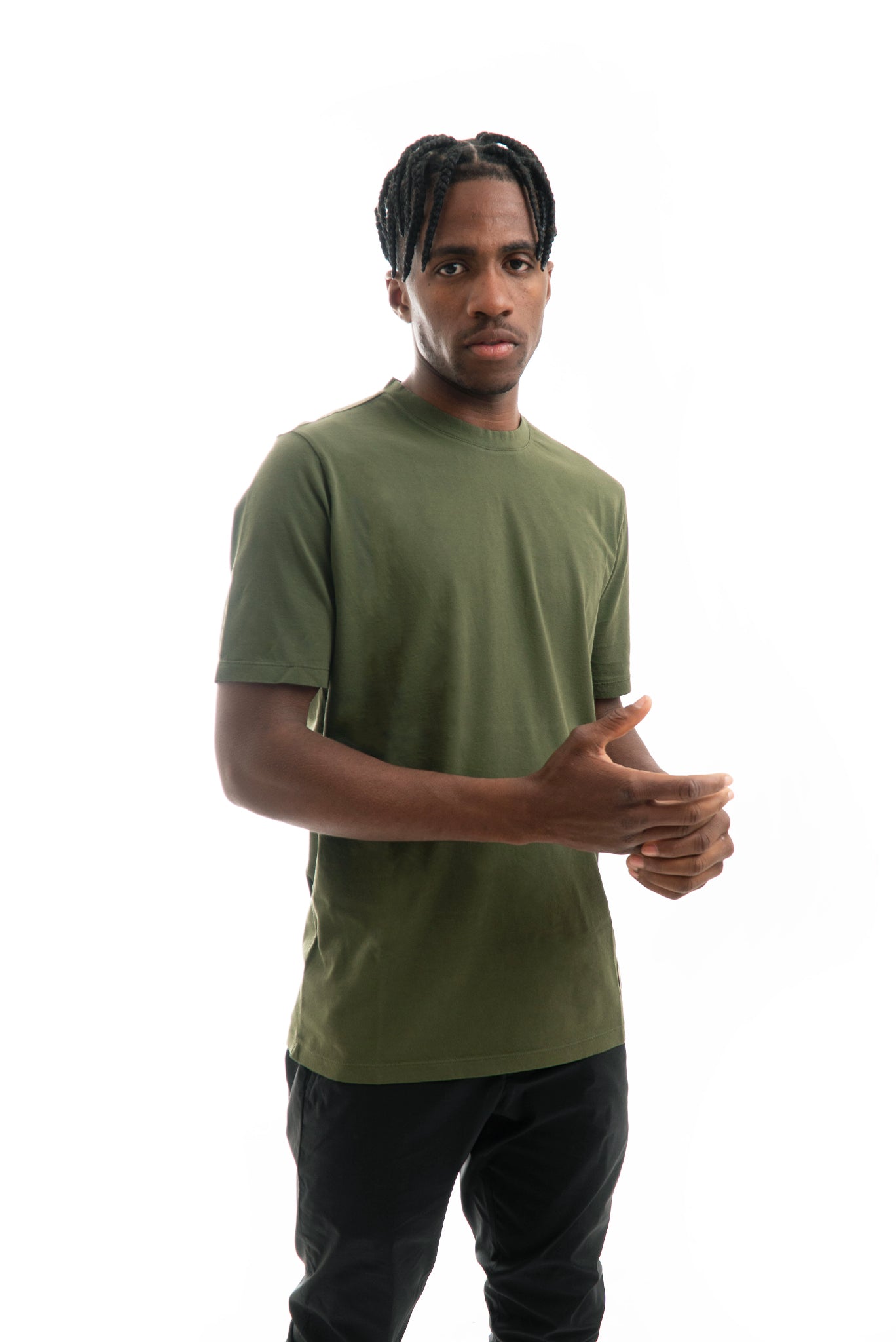 T-shirt Basic con Etichetta Logo Verde
