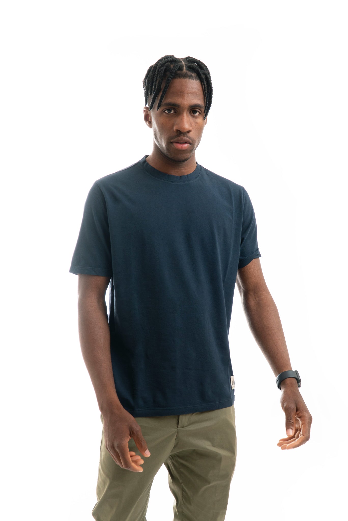 T-shirt in Maglia Lavorata Blu Navy