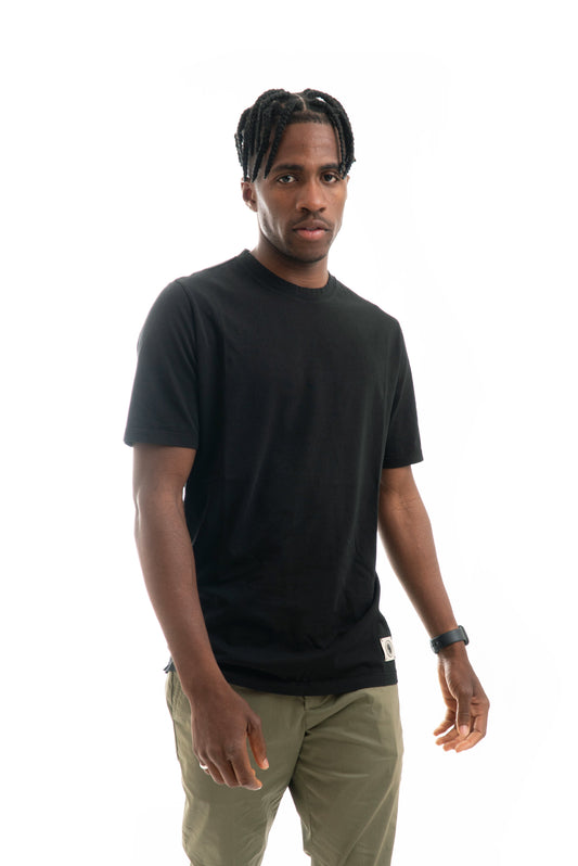 T-shirt Basic con Etichetta Logo Nero