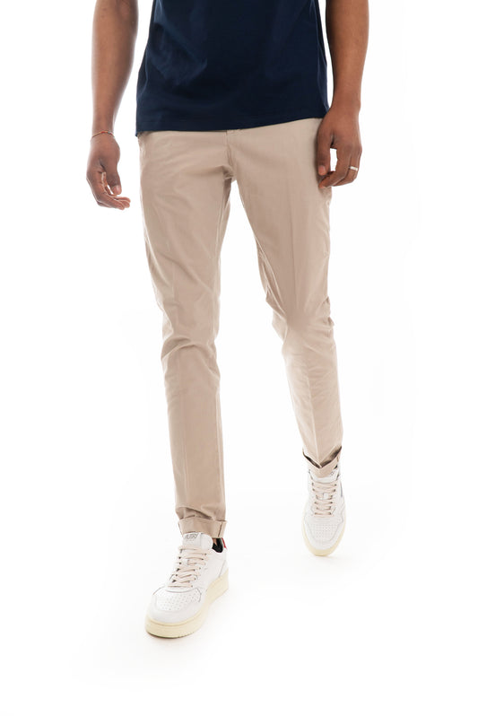 pantaloni beige chino gaubert dondup saldi, fronte